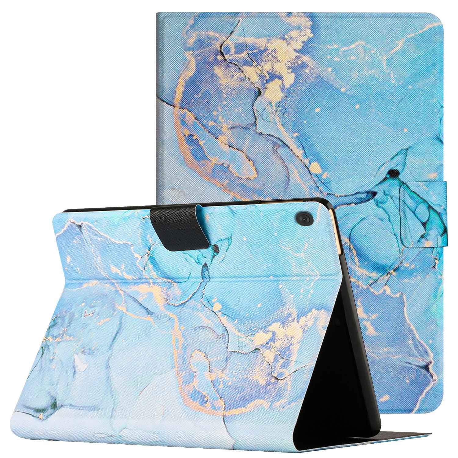 For Lenovo Tab M10 TB-X605F / X505 Adjustable Stand Marble Pattern Tablet Cover PU Leather Card Holder Anti-scratch Case