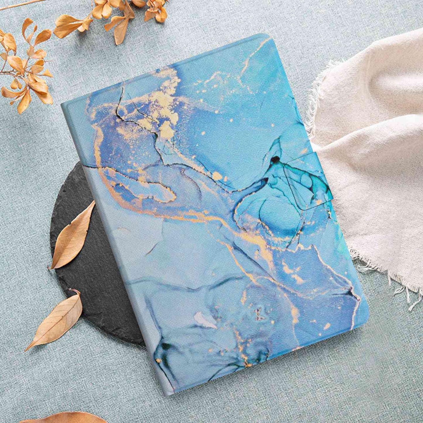 For Lenovo Tab M10 TB-X605F / X505 Adjustable Stand Marble Pattern Tablet Cover PU Leather Card Holder Anti-scratch Case