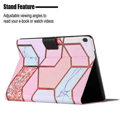 For Lenovo Tab M10 TB-X605F / X505 Adjustable Stand Marble Pattern Tablet Cover PU Leather Card Holder Anti-scratch Case