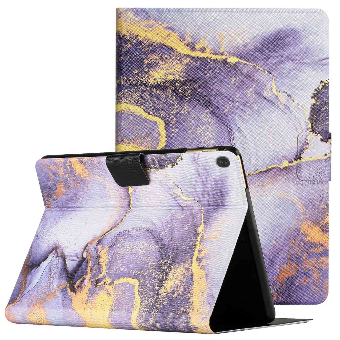 For Lenovo Tab M10 TB-X605F / X505 Adjustable Stand Marble Pattern Tablet Cover PU Leather Card Holder Anti-scratch Case