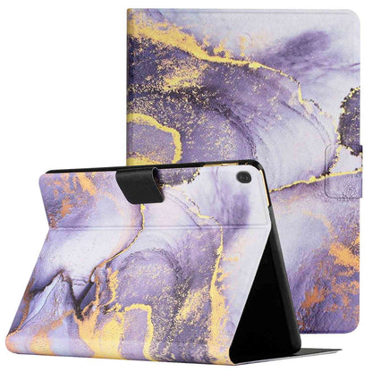 For Lenovo Tab M10 TB-X605F / X505 Adjustable Stand Marble Pattern Tablet Cover PU Leather Card Holder Anti-scratch Case