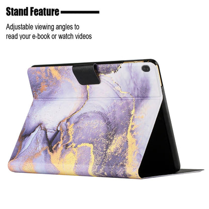 For Lenovo Tab M10 TB-X605F / X505 Adjustable Stand Marble Pattern Tablet Cover PU Leather Card Holder Anti-scratch Case