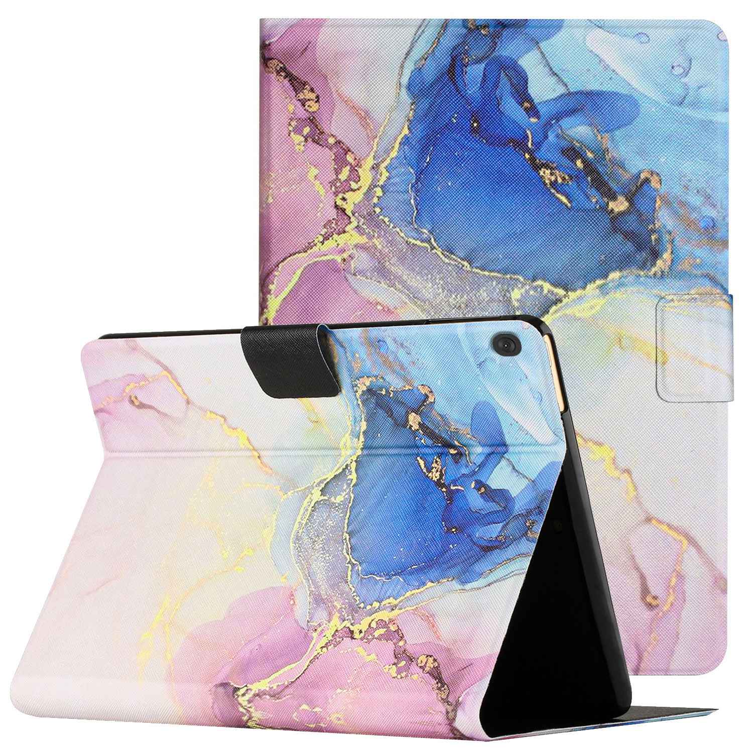 For Lenovo Tab M10 TB-X605F / X505 Adjustable Stand Marble Pattern Tablet Cover PU Leather Card Holder Anti-scratch Case