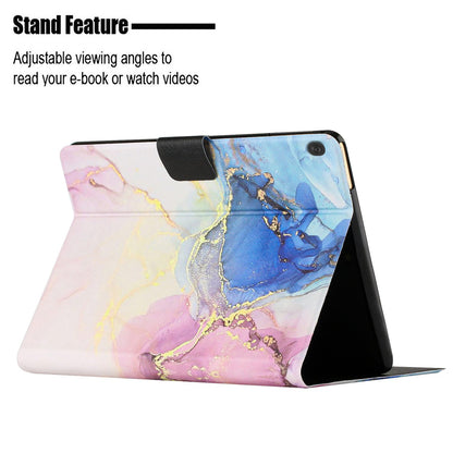 For Lenovo Tab M10 TB-X605F / X505 Adjustable Stand Marble Pattern Tablet Cover PU Leather Card Holder Anti-scratch Case