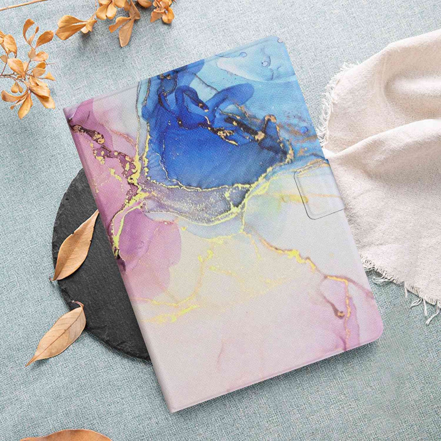 For Lenovo Tab M10 TB-X605F / X505 Adjustable Stand Marble Pattern Tablet Cover PU Leather Card Holder Anti-scratch Case