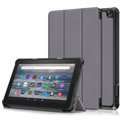 For Amazon Fire 7 (2022) Protective Case PU Leather Tri-fold Stand Shockproof Tablet Cover