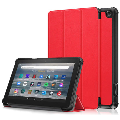 For Amazon Fire 7 (2022) Protective Case PU Leather Tri-fold Stand Shockproof Tablet Cover