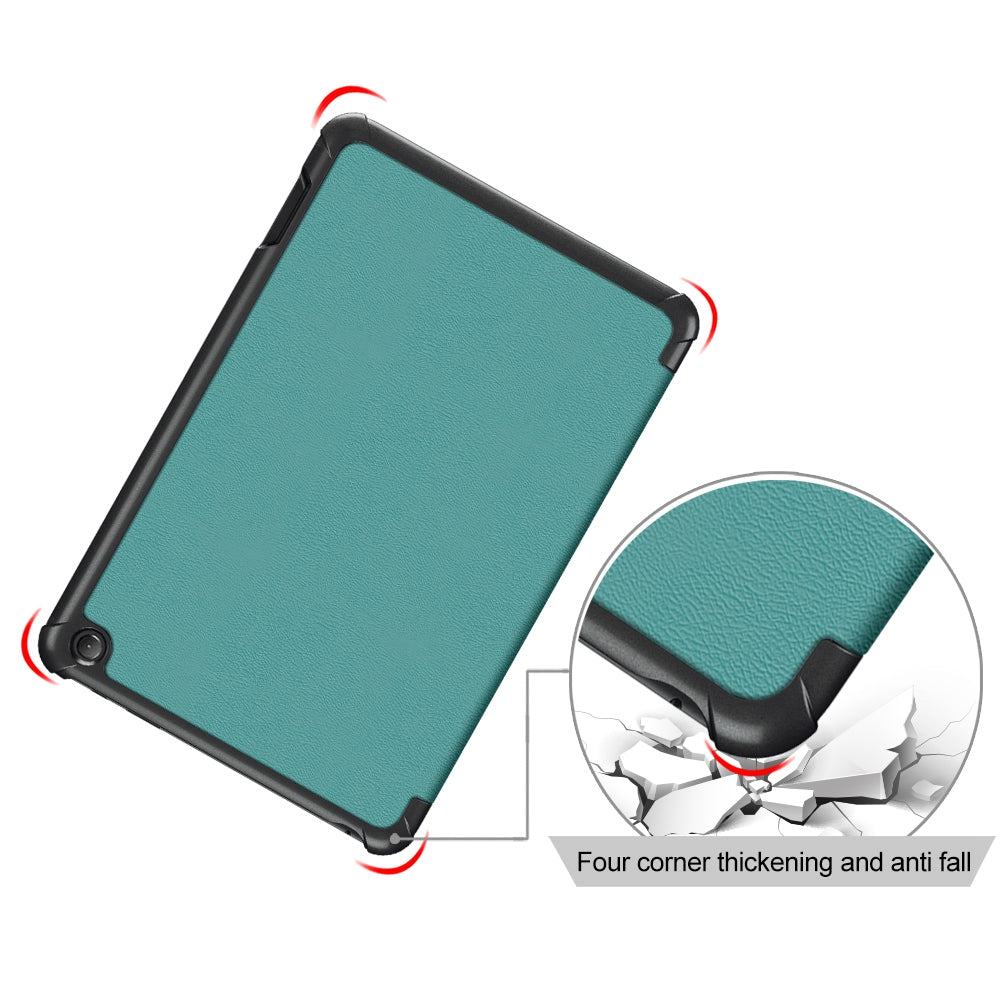 For Amazon Fire 7 (2022) Protective Case PU Leather Tri-fold Stand Shockproof Tablet Cover