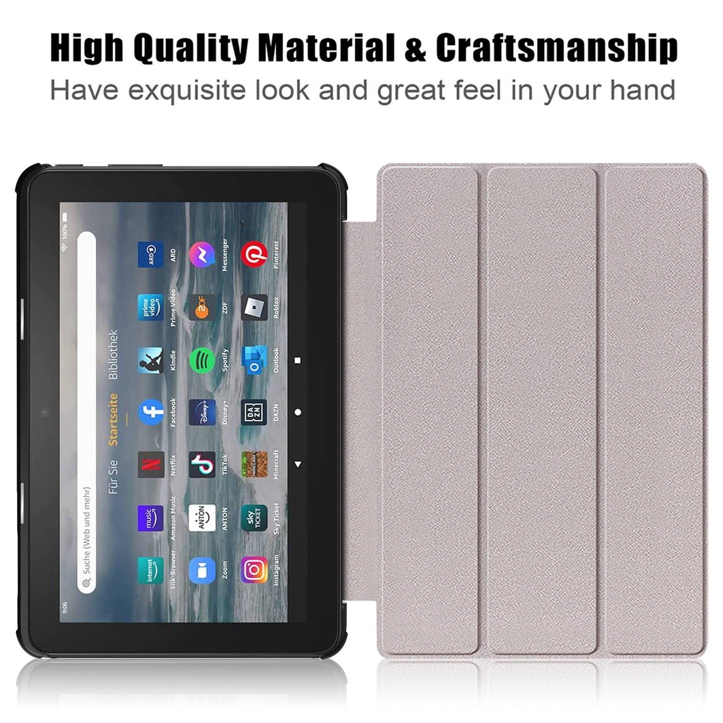 For Amazon Fire 7 (2022) Pattern Printed Protective Case PU Leather Anti-Drop Tablet Cover with Trifold Stand