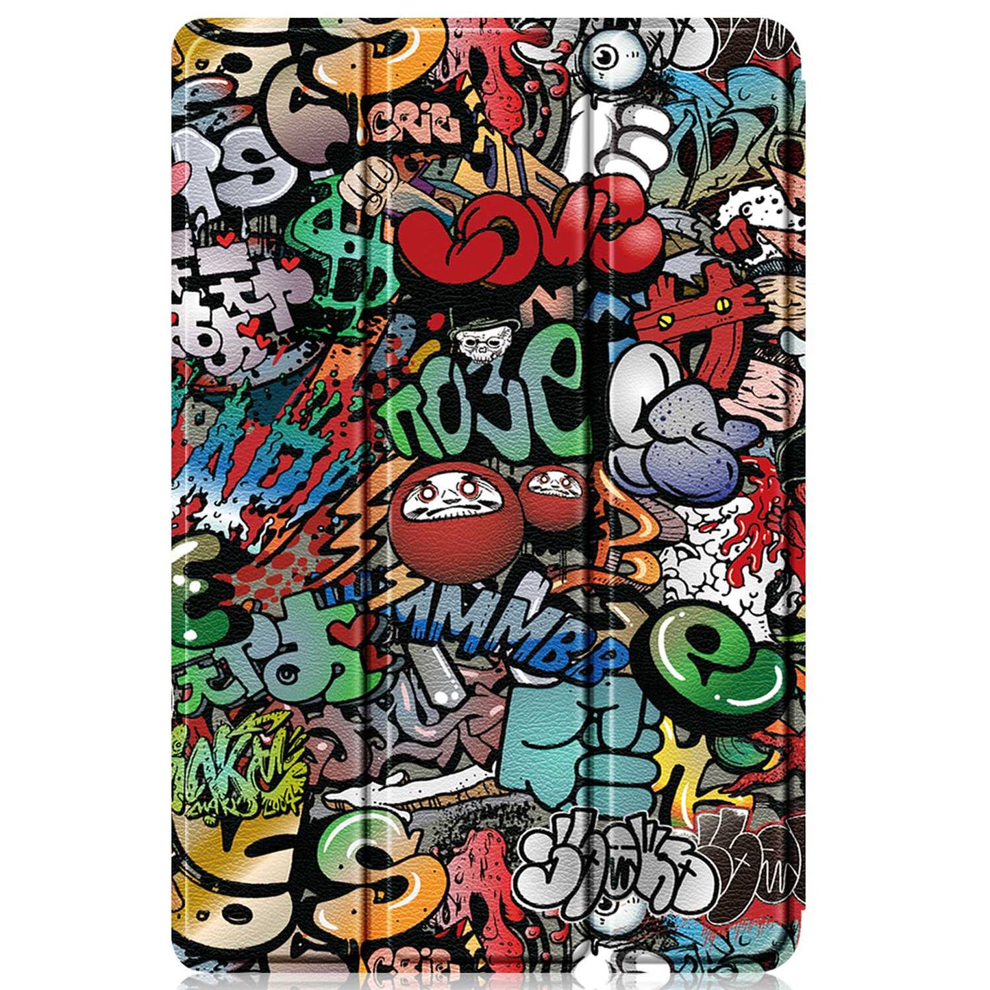 For Amazon Fire 7 (2022) Pattern Printed Protective Case PU Leather Anti-Drop Tablet Cover with Trifold Stand