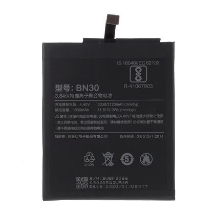 3.84V 3120mAh Battery BN30 for Xiaomi Redmi 4a Large Capacity Battery Cell Phone Replacement Part (Without Logo)