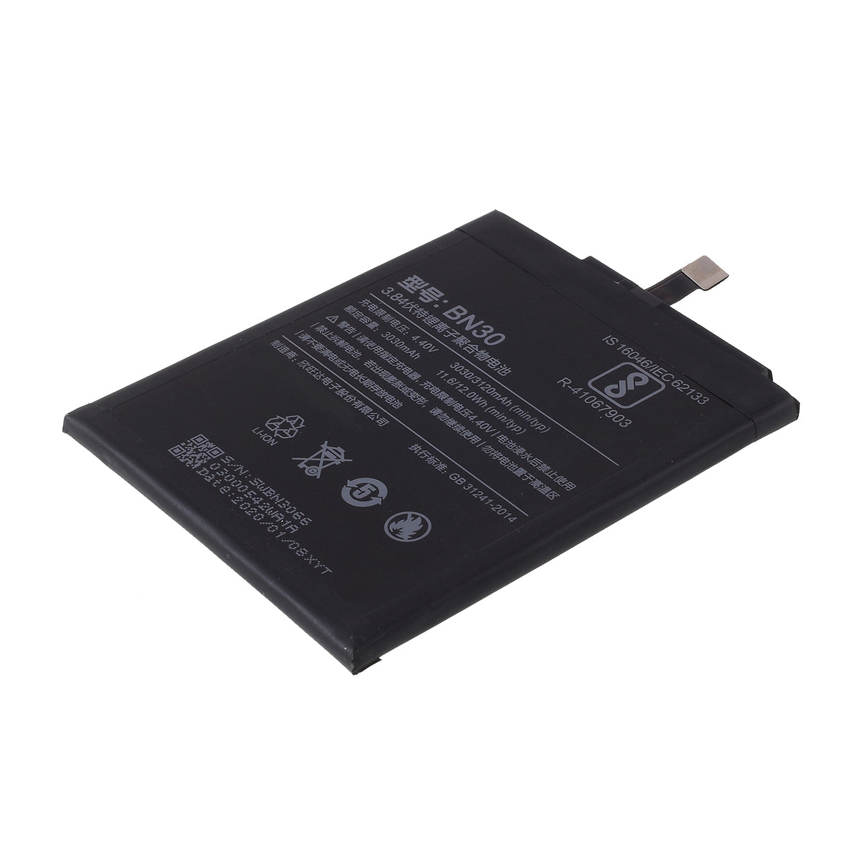 3.84V 3120mAh Battery BN30 for Xiaomi Redmi 4a Large Capacity Battery Cell Phone Replacement Part (Without Logo)