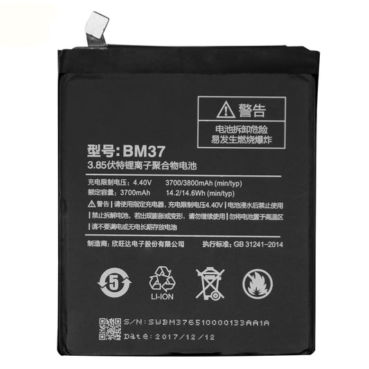 3.85V 3800mAh Phone Battery for Xiaomi Mi 5s Plus Battery BM37 Replacement Part (Without Logo)