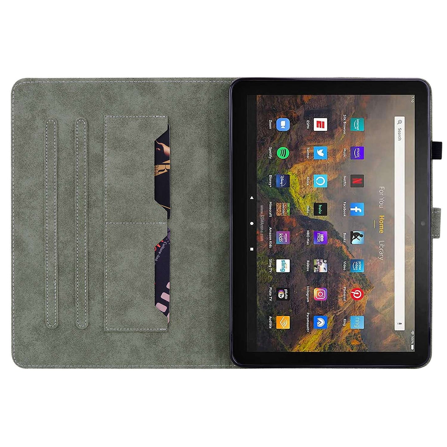 For Amazon Fire HD 10 (2021) / Fire HD 10 Plus (2021) Stand Card Holder Leather Tablet Case Cute Tiger Pattern Imprinted Shockproof Cover