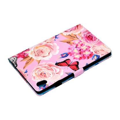 For Lenovo Tab M10 HD Gen 2 TB-X306 Stitching Leather Pattern Printing Tablet Case Card Slots Magnetic Folio Flip Stand Shell Cover with Pencil Holder