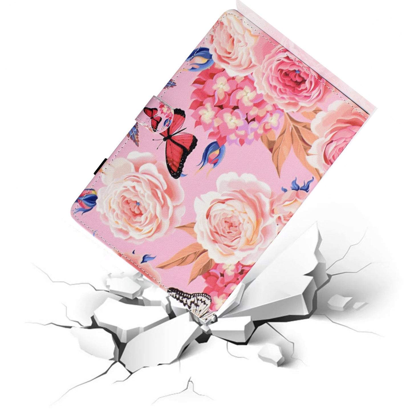 For Lenovo Tab M10 HD Gen 2 TB-X306 Stitching Leather Pattern Printing Tablet Case Card Slots Magnetic Folio Flip Stand Shell Cover with Pencil Holder