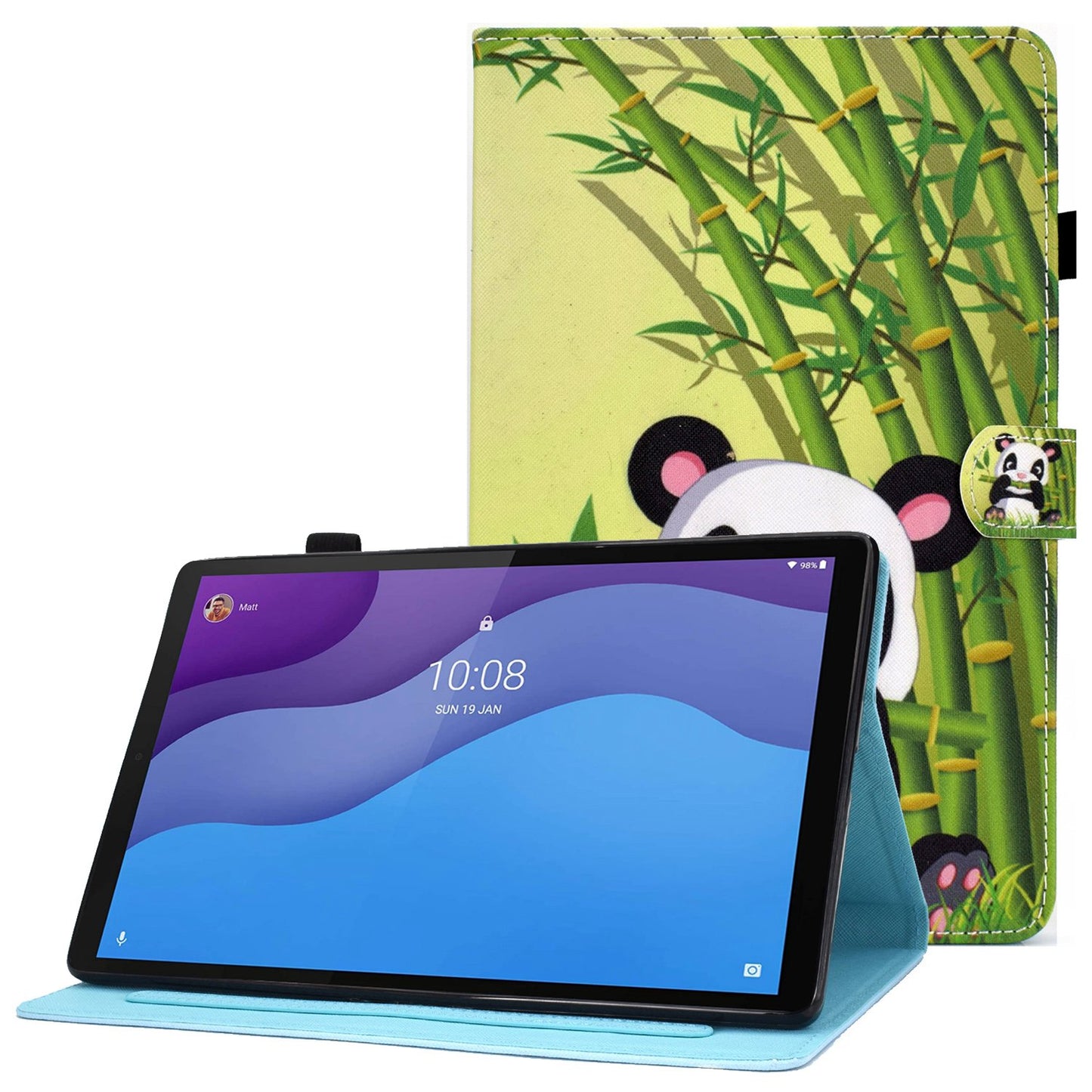 For Lenovo Tab M10 HD Gen 2 TB-X306 Stitching Leather Pattern Printing Tablet Case Card Slots Magnetic Folio Flip Stand Shell Cover with Pencil Holder