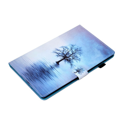 For Lenovo Tab M10 HD Gen 2 TB-X306 Stitching Leather Pattern Printing Tablet Case Card Slots Magnetic Folio Flip Stand Shell Cover with Pencil Holder