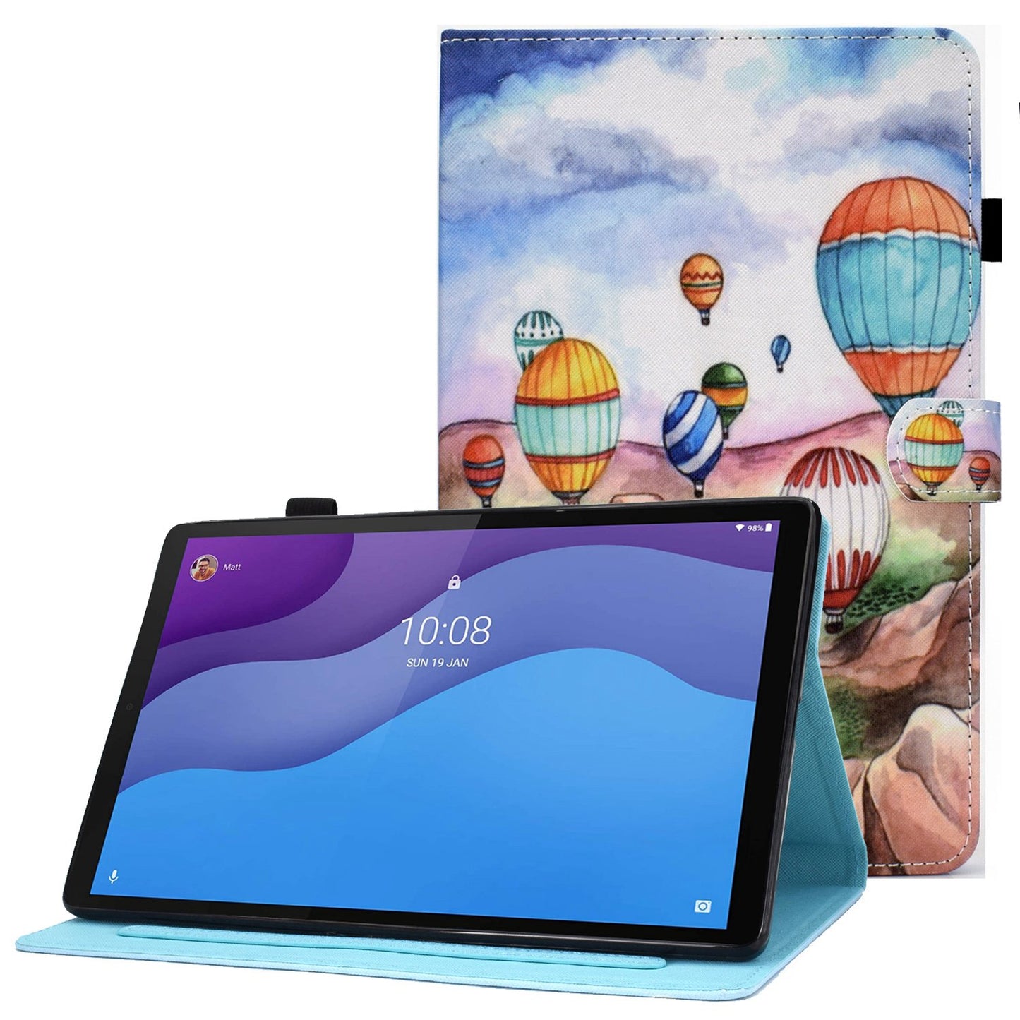 For Lenovo Tab M10 HD Gen 2 TB-X306 Stitching Leather Pattern Printing Tablet Case Card Slots Magnetic Folio Flip Stand Shell Cover with Pencil Holder