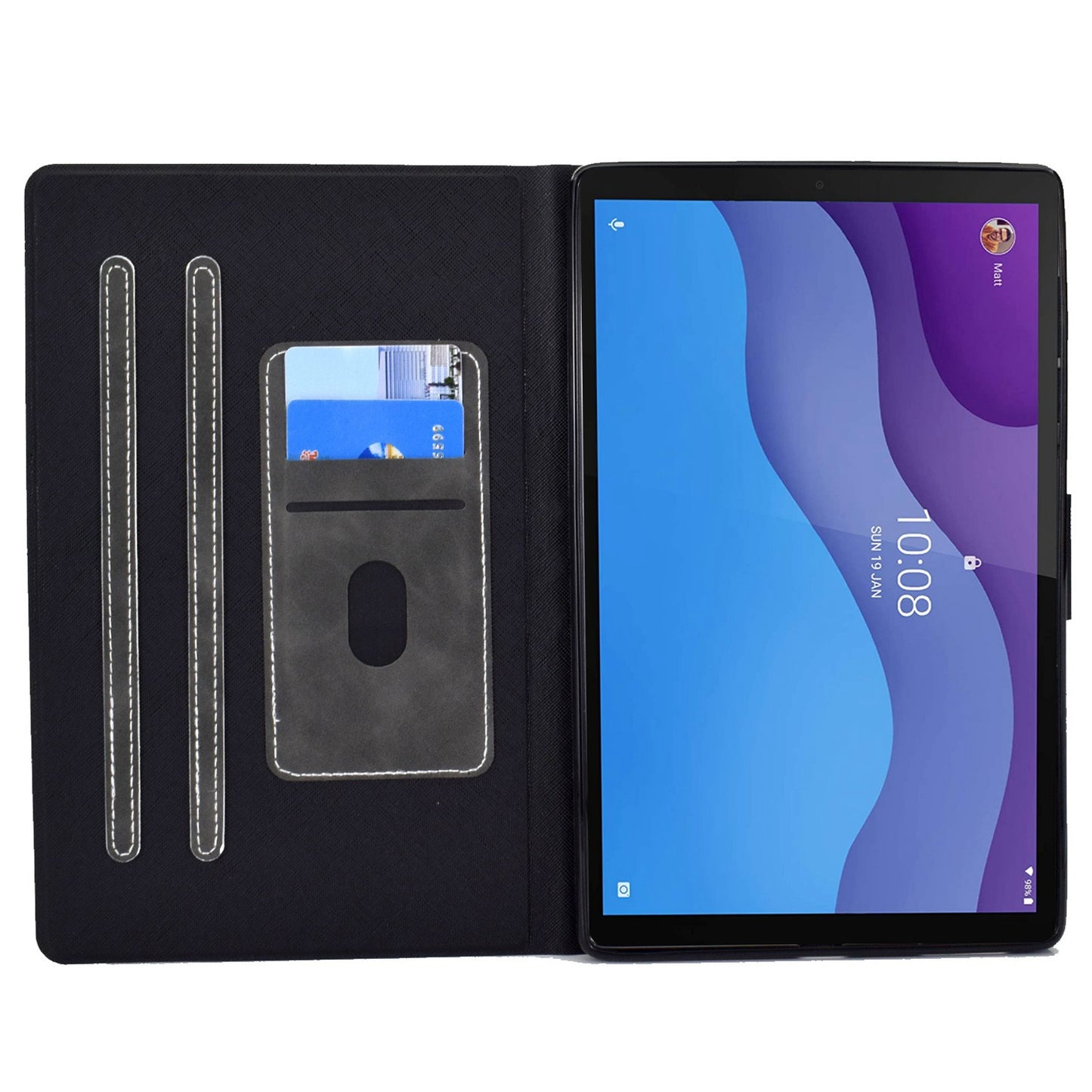 For Lenovo Tab M10 HD Gen 2 X306X Folio Flip Anti-scratch Calf Textured Leather Tablet Case Card Holder Stand Feature Magnetic Protector