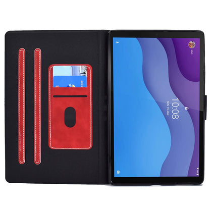 For Lenovo Tab M10 HD Gen 2 X306X Folio Flip Anti-scratch Calf Textured Leather Tablet Case Card Holder Stand Feature Magnetic Protector