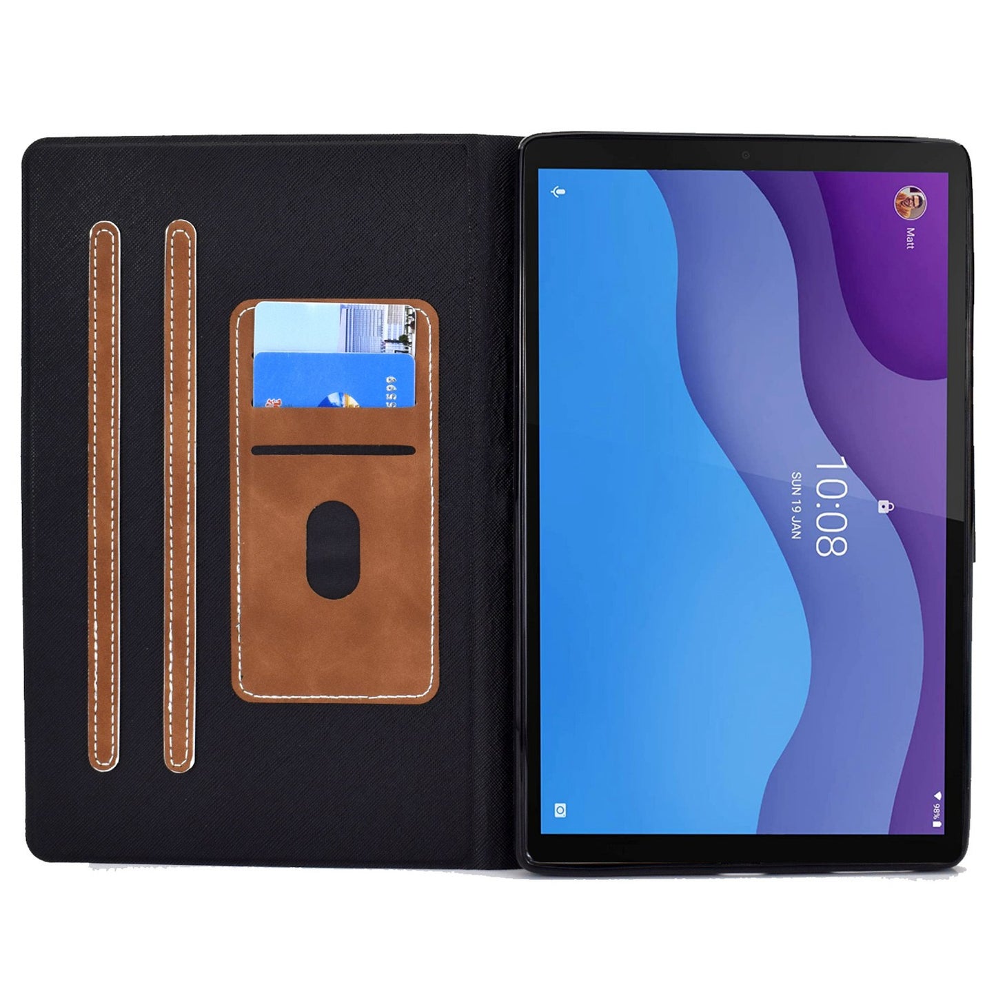 For Lenovo Tab M10 HD Gen 2 X306X Folio Flip Anti-scratch Calf Textured Leather Tablet Case Card Holder Stand Feature Magnetic Protector