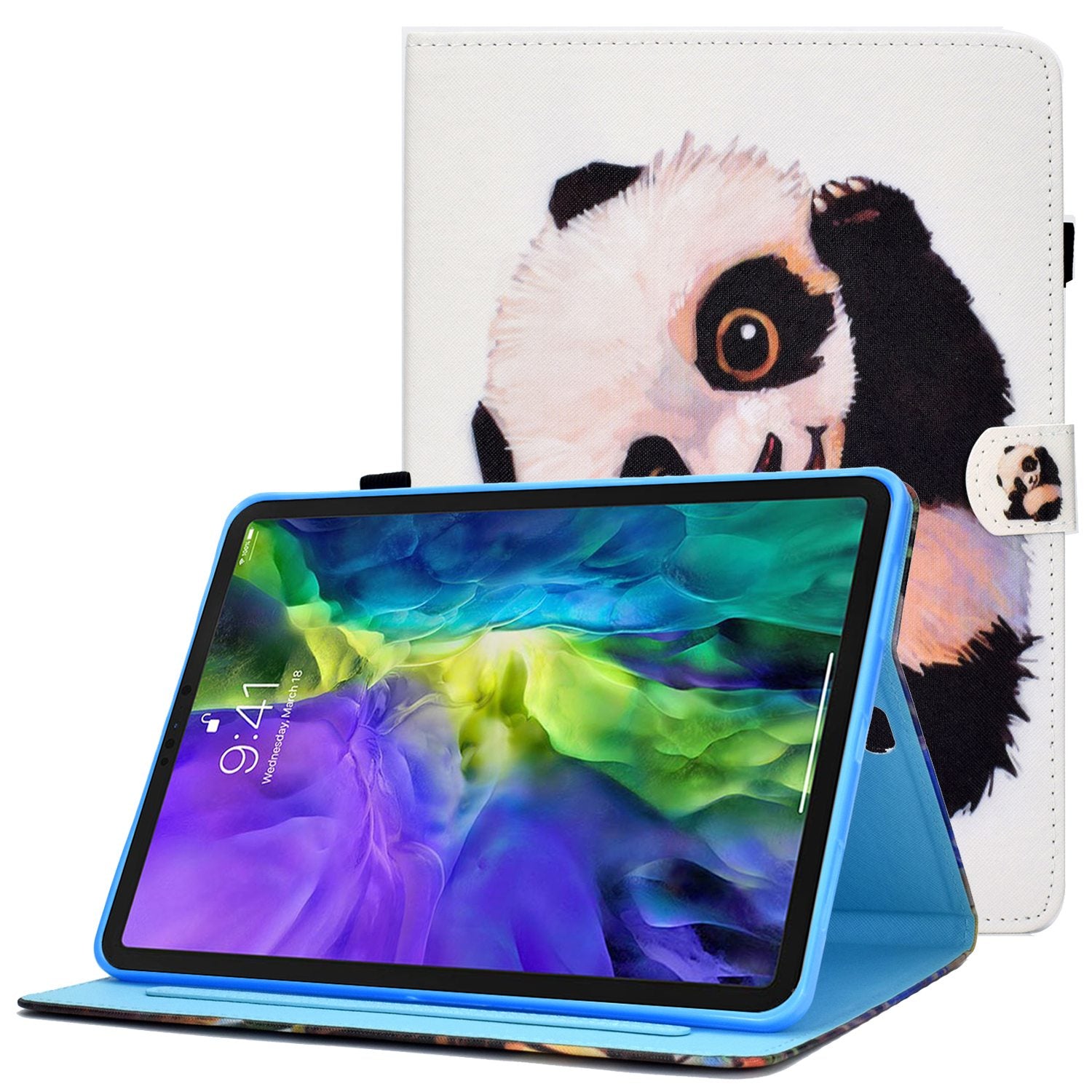 For iPad Pro 11-inch (2018) / (2020) / Air (2020) / (2022) PU Leather Stand Folio Protective Cover Card Slots Pattern Printing Stitching Stand Case