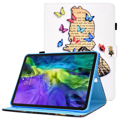 For iPad Pro 11-inch (2018) / (2020) / Air (2020) / (2022) PU Leather Stand Folio Protective Cover Card Slots Pattern Printing Stitching Stand Case