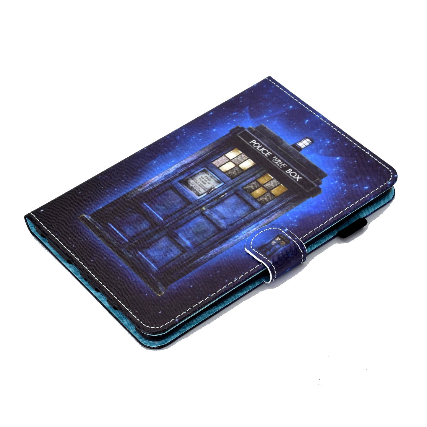 Adjustable Stand Tablet Case for Amazon Fire 7 (2022), Stitching Pattern Printing PU Leather Card Holder Protective Cover