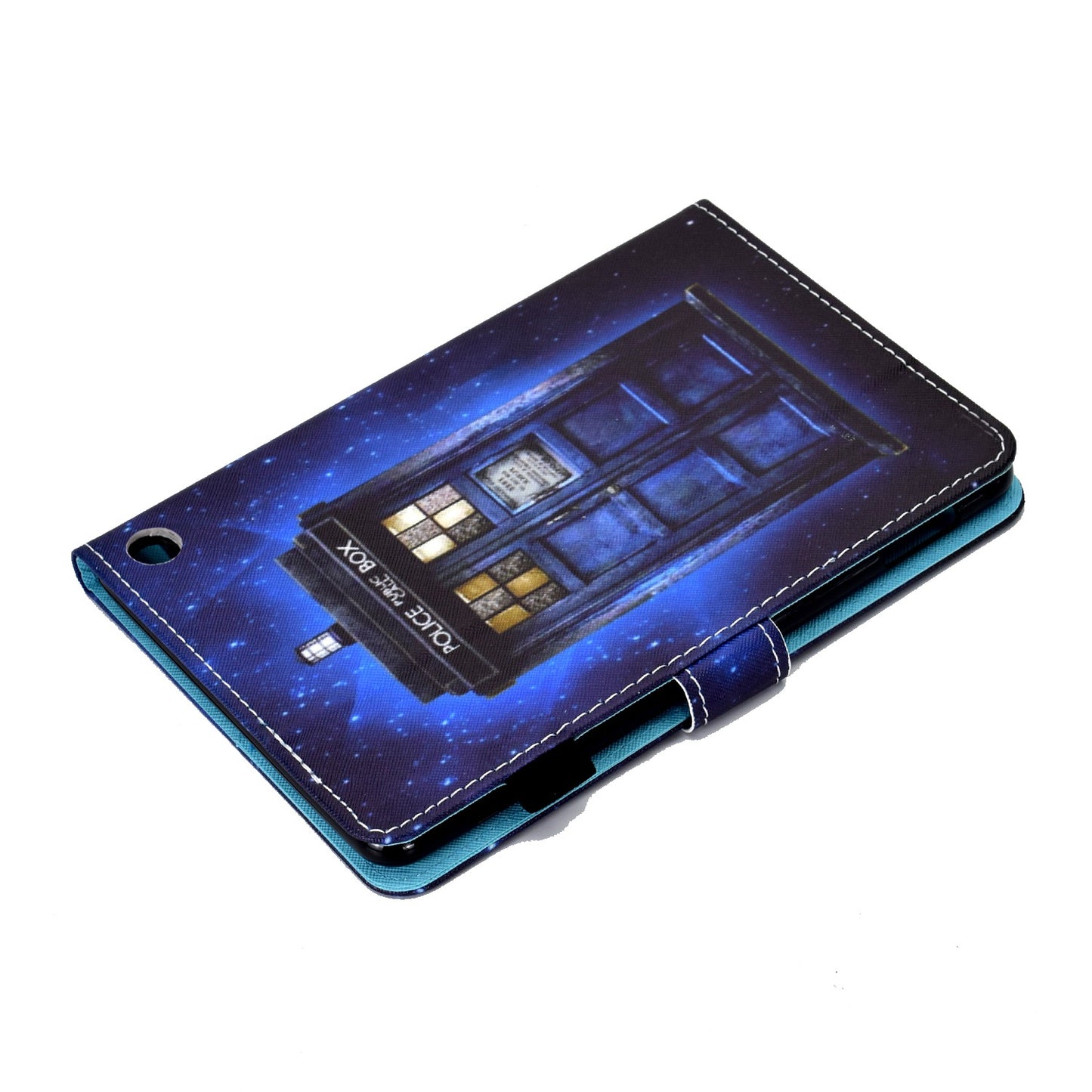 Adjustable Stand Tablet Case for Amazon Fire 7 (2022), Stitching Pattern Printing PU Leather Card Holder Protective Cover