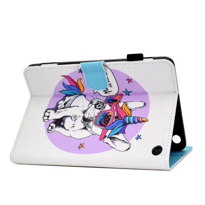 Adjustable Stand Tablet Case for Amazon Fire 7 (2022), Stitching Pattern Printing PU Leather Card Holder Protective Cover