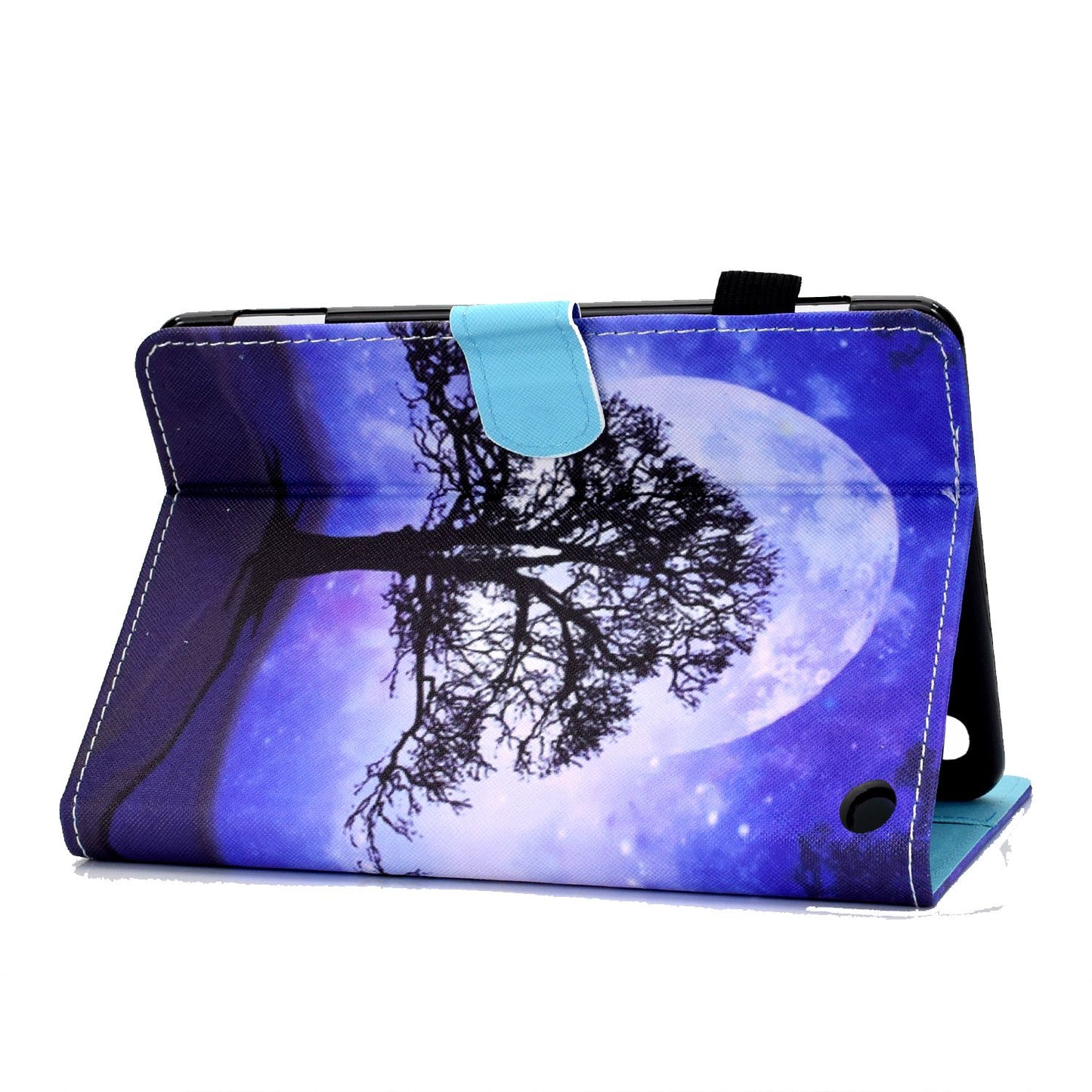 Adjustable Stand Tablet Case for Amazon Fire 7 (2022), Stitching Pattern Printing PU Leather Card Holder Protective Cover