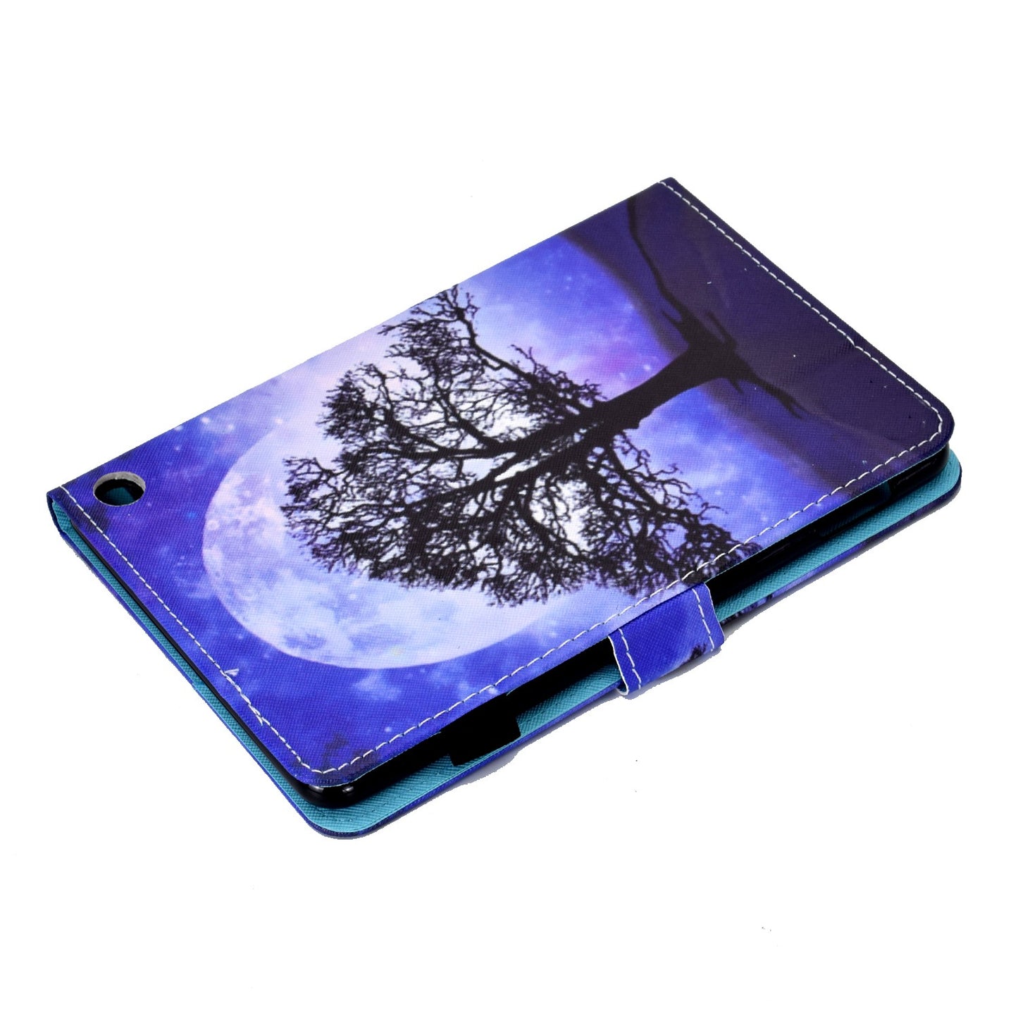 Adjustable Stand Tablet Case for Amazon Fire 7 (2022), Stitching Pattern Printing PU Leather Card Holder Protective Cover