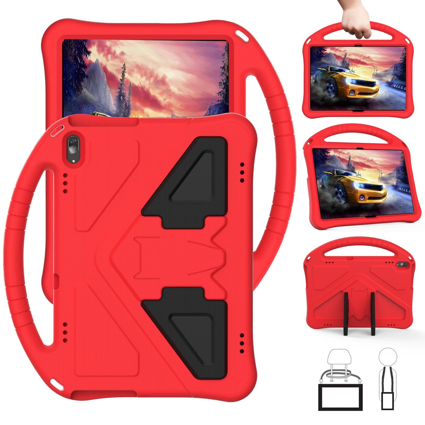 For Lenovo Tab M10 TB-X605F / X505F EVA Tablet Case Drop-proof Kickstand Protective Cover with Handle Grip