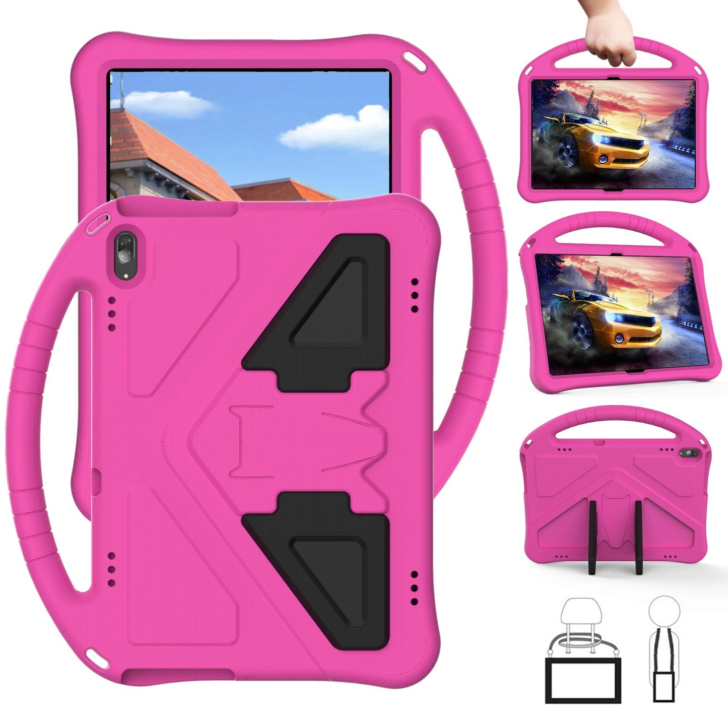 For Lenovo Tab M10 TB-X605F / X505F EVA Tablet Case Drop-proof Kickstand Protective Cover with Handle Grip