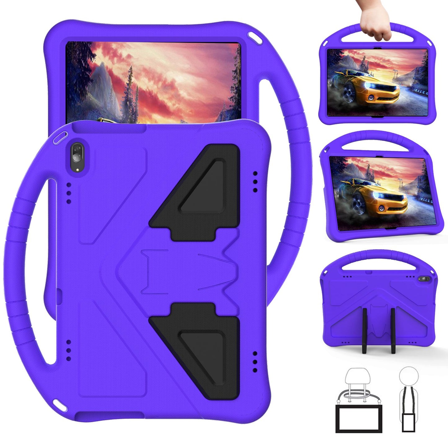 For Lenovo Tab M10 TB-X605F / X505F EVA Tablet Case Drop-proof Kickstand Protective Cover with Handle Grip