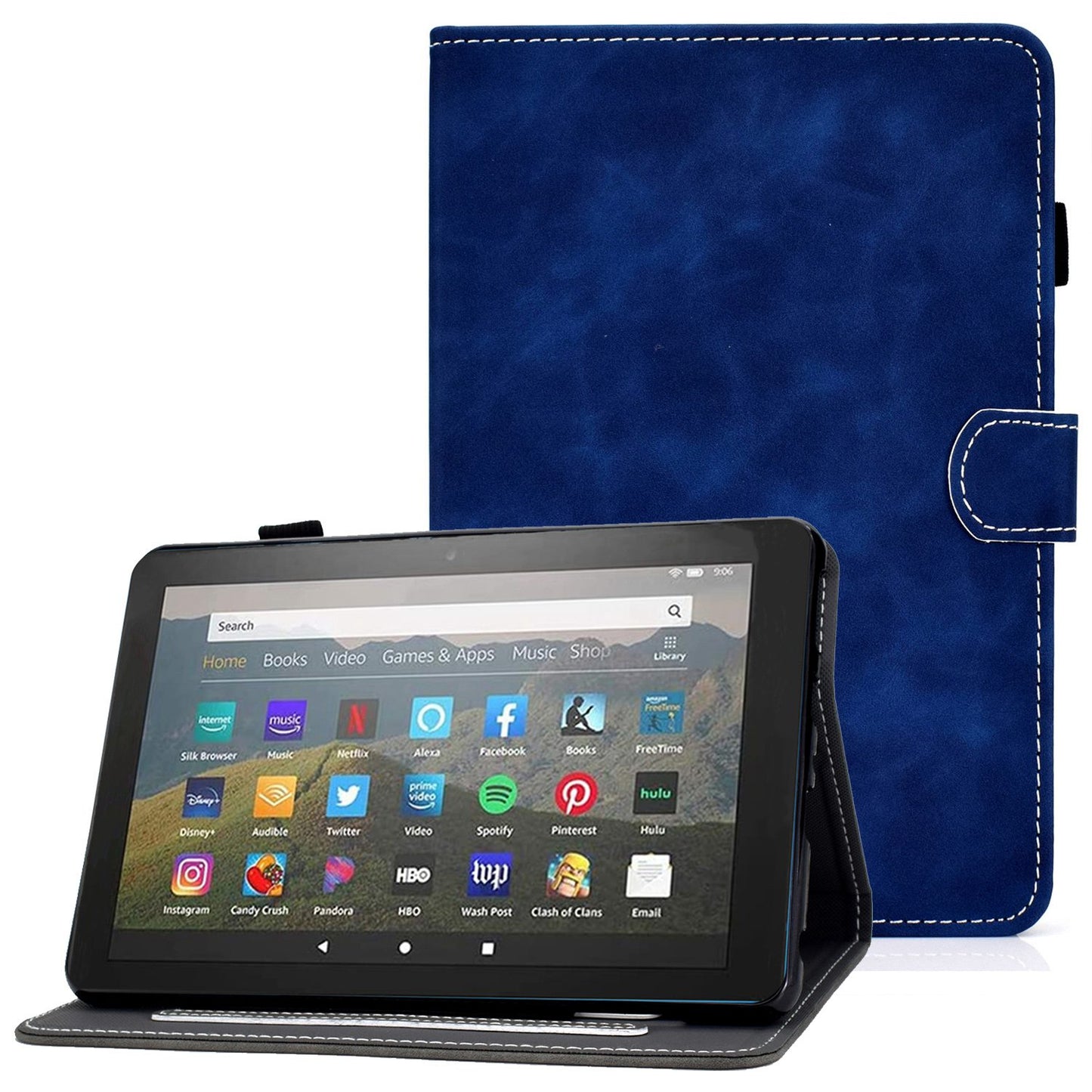 For Amazon Fire 7 (2022) Textured Microfiber Leather Tablet Case Shockproof Card Holder Protective Cover with Stand