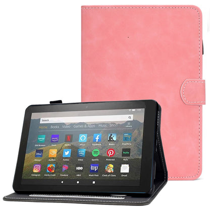 For Amazon Fire 7 (2022) Textured Microfiber Leather Tablet Case Shockproof Card Holder Protective Cover with Stand