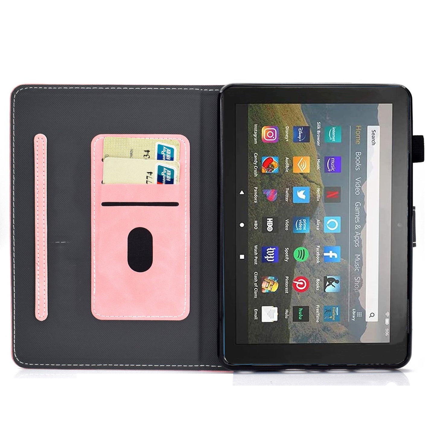 For Amazon Fire 7 (2022) Textured Microfiber Leather Tablet Case Shockproof Card Holder Protective Cover with Stand