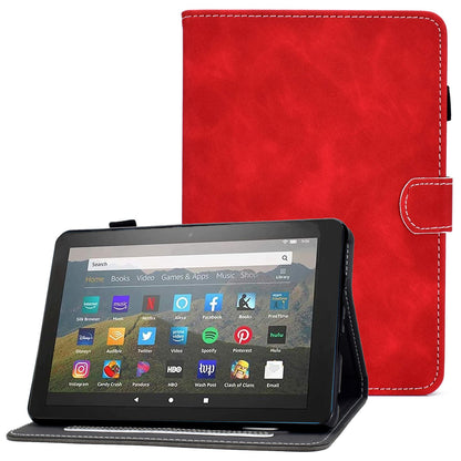 For Amazon Fire 7 (2022) Textured Microfiber Leather Tablet Case Shockproof Card Holder Protective Cover with Stand