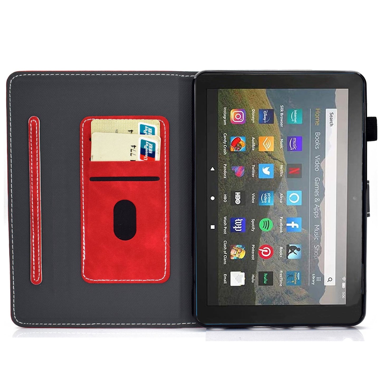 For Amazon Fire 7 (2022) Textured Microfiber Leather Tablet Case Shockproof Card Holder Protective Cover with Stand