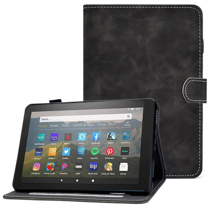 For Amazon Fire 7 (2022) Textured Microfiber Leather Tablet Case Shockproof Card Holder Protective Cover with Stand