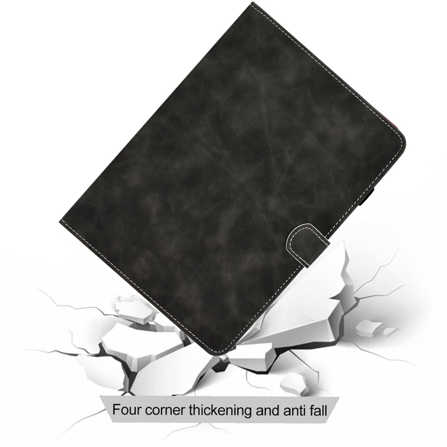 For Amazon Fire 7 (2022) Textured Microfiber Leather Tablet Case Shockproof Card Holder Protective Cover with Stand