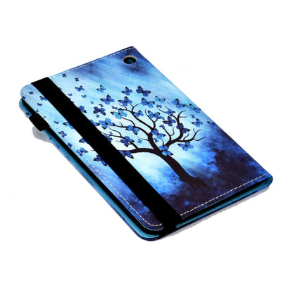 Stand Tablet Case for Amazon Fire 7 (2022), Stitching Pattern Printing PU Leather Card Holder Elastic Band Cover