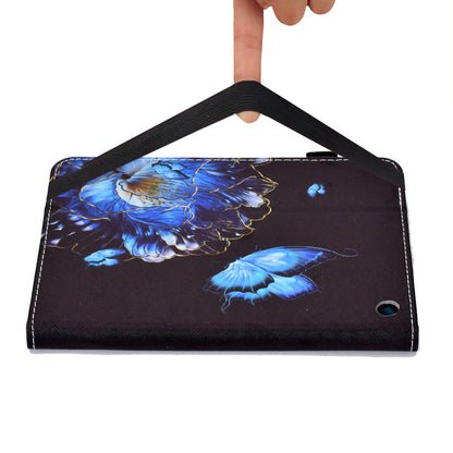 Stand Tablet Case for Amazon Fire 7 (2022), Stitching Pattern Printing PU Leather Card Holder Elastic Band Cover