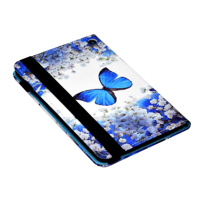 Stand Tablet Case for Amazon Fire 7 (2022), Stitching Pattern Printing PU Leather Card Holder Elastic Band Cover