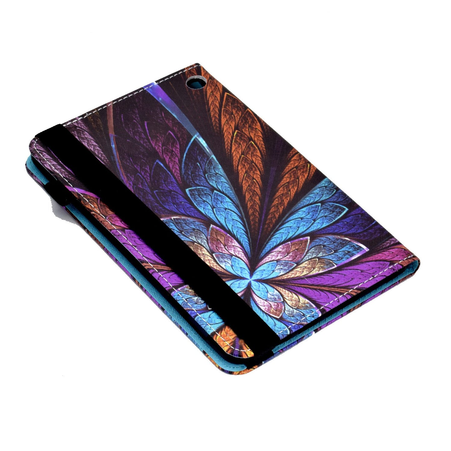 Stand Tablet Case for Amazon Fire 7 (2022), Stitching Pattern Printing PU Leather Card Holder Elastic Band Cover