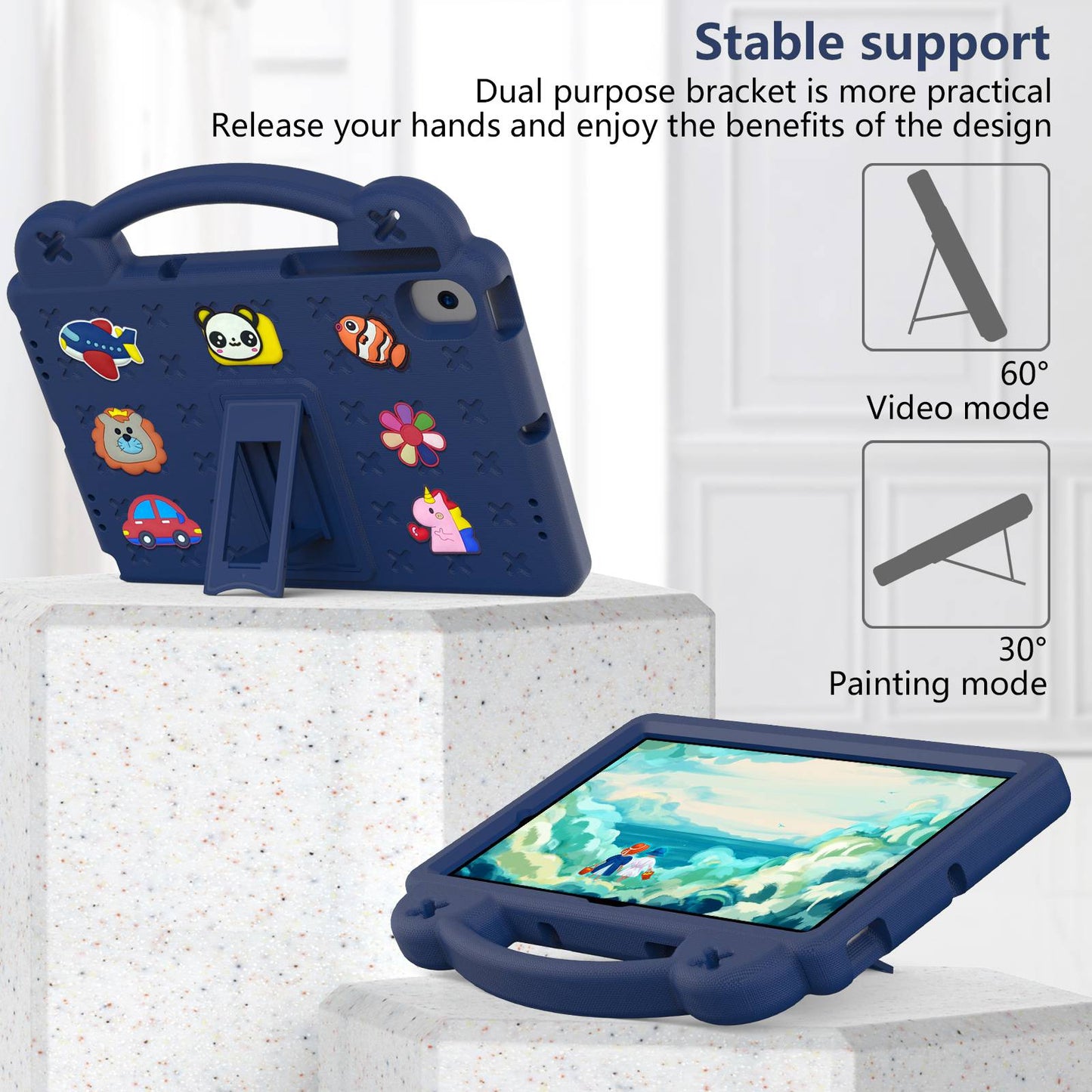 For Samsung Galaxy Tab A8 10.5 (2021) Portable EVA Case Shockproof Tablet Cover Anti-Scratch Case with Kickstand