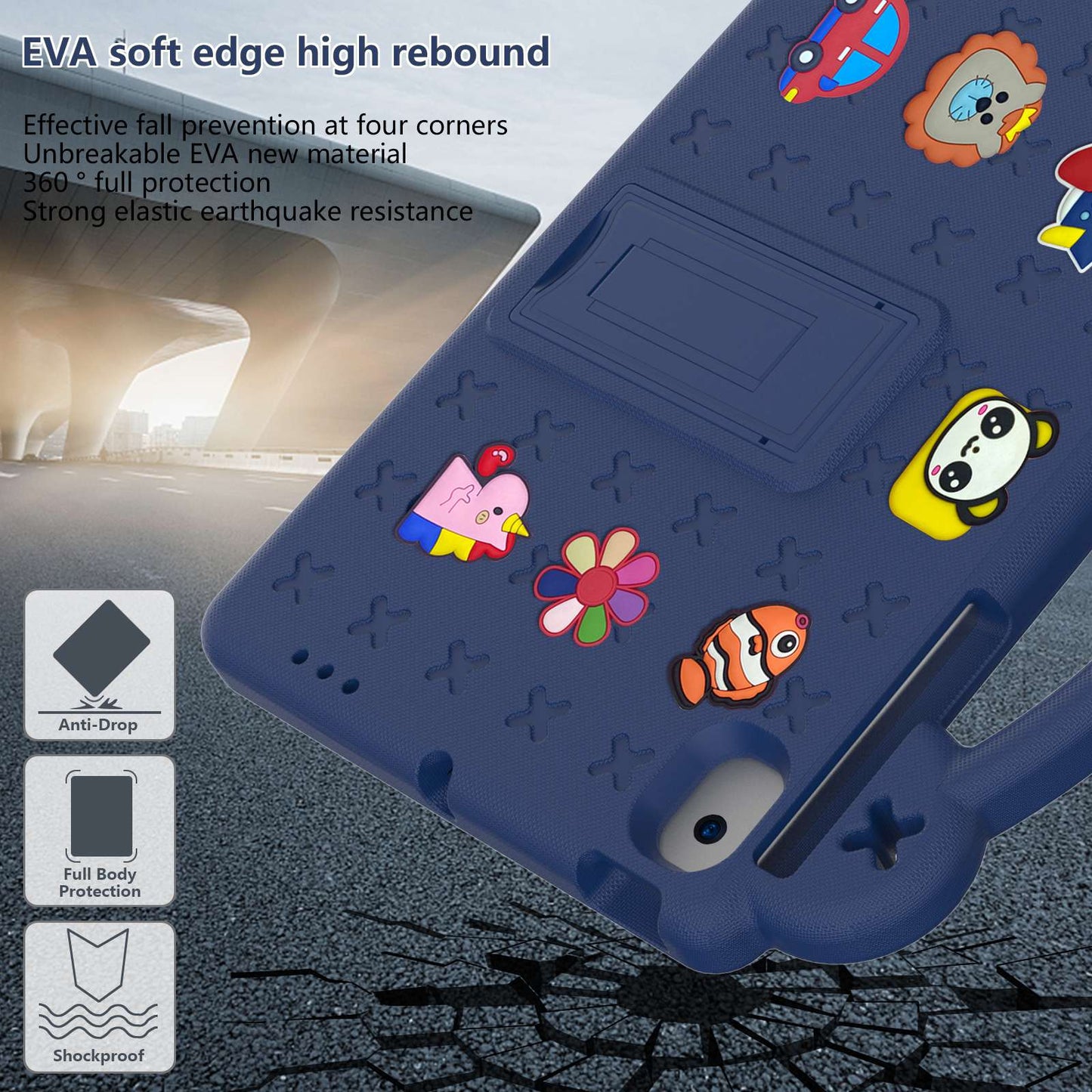 For Samsung Galaxy Tab A8 10.5 (2021) Portable EVA Case Shockproof Tablet Cover Anti-Scratch Case with Kickstand