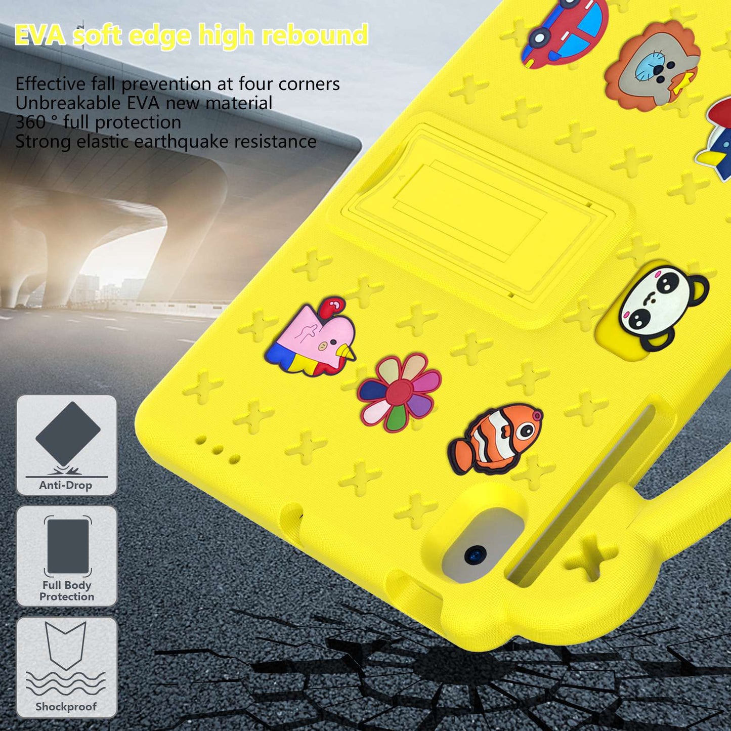 For Samsung Galaxy Tab A8 10.5 (2021) Portable EVA Case Shockproof Tablet Cover Anti-Scratch Case with Kickstand